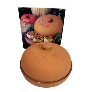 Boston Warehouse Terra Cotta Orignal Garlic Baker 4 Bulb Capacity with Box